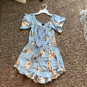 blue floral romper